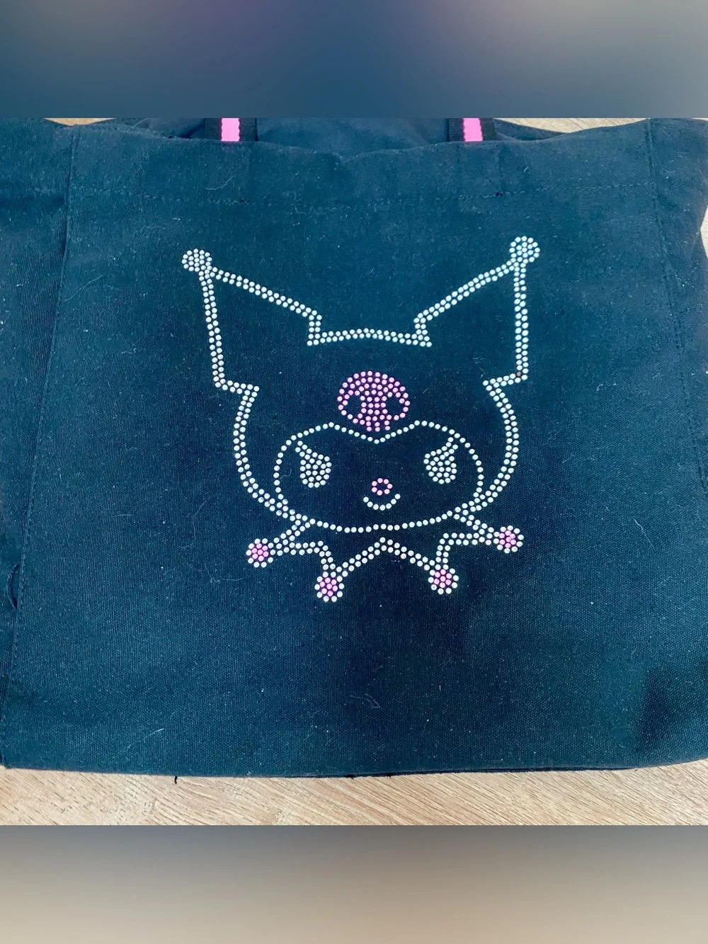 Sanrio Kuromi Face Rhinestone  Tote Bag